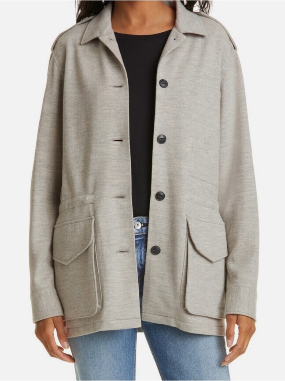 Rag & Bone Ohara Wool Knit Field Jacket in Gray Size Large In Women’s EUC!